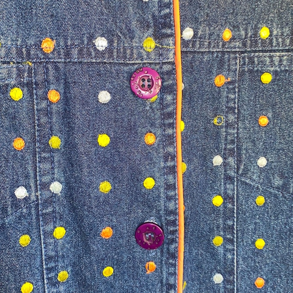 Sara Studio Blue Jean Jacket SZ M Button down two small pockets. - Picture 5 of 10